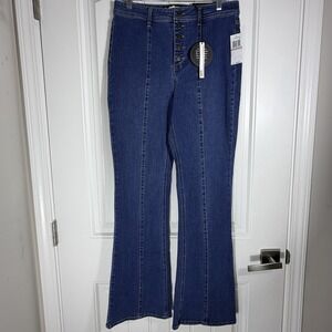 Dollhouse Women's 15/16 High Rise Flare Jeans Dark Wash Button Fly 33x32.5